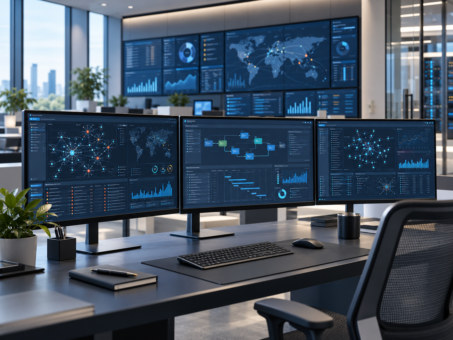AI-generated illustration of integrated cybersecurity and technology operations